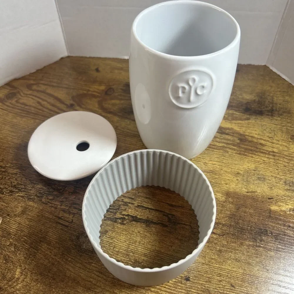 Pampered Chef Ceramic Egg Cooker Mug Cake Muffin Maker Microwave Rubber NWOB